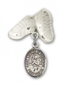 Pin Badge with St. Lidwina of Schiedam Charm and Baby Boots Pin [BLBP1950]