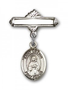 Pin Badge with St. Lillian Charm and Polished Engravable Badge Pin [BLBP1463]