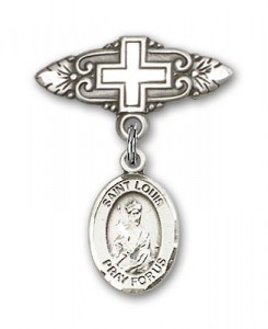 Pin Badge with St. Louis Charm and Badge Pin with Cross [BLBP0827]