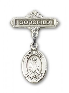 Pin Badge with St. Louis Charm and Godchild Badge Pin [BLBP0831]