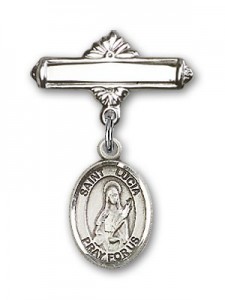 Pin Badge with St. Lucia of Syracuse Charm and Polished Engravable Badge Pin [BLBP0714]