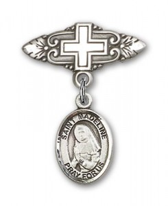 Pin Badge with St. Madeline Sophie Barat Charm and Badge Pin with Cross [BLBP1527]