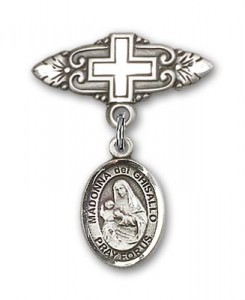 Pin Badge with St. Madonna Del Ghisallo Charm and Badge Pin with Cross [BLBP1303]
