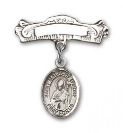 Pin Badge with St. Malachy O'More Charm and Arched Polished Engravable Badge Pin [BLBP2079]