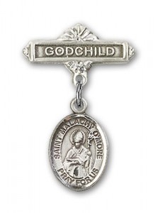 Pin Badge with St. Malachy O'More Charm and Godchild Badge Pin [BLBP2082]