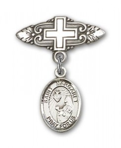 Pin Badge with St. Margaret Mary Alacoque Charm and Badge Pin with Cross [BLBP0764]