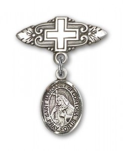 Pin Badge with St. Margaret of Cortona Charm and Badge Pin with Cross [BLBP1973]