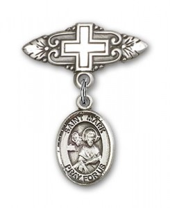 Pin Badge with St. Mark the Evangelist Charm and Badge Pin with Cross [BLBP0750]