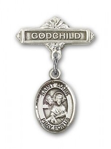 Pin Badge with St. Mark the Evangelist Charm and Godchild Badge Pin [BLBP0754]