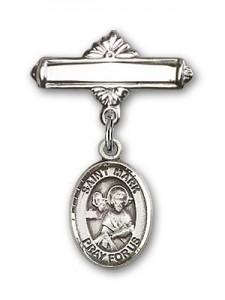 Pin Badge with St. Mark the Evangelist Charm and Polished Engravable Badge Pin [BLBP0749]