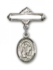 Pin Badge with St. Martin of Tours Charm and Polished Engravable Badge Pin [BLBP1281]