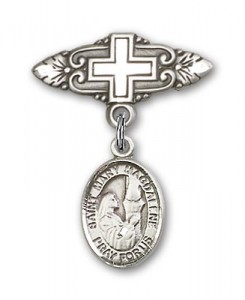 Pin Badge with St. Mary Magdalene Charm and Badge Pin with Cross [BLBP0757]