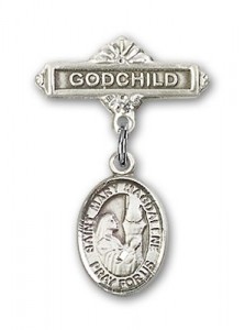 Pin Badge with St. Mary Magdalene Charm and Godchild Badge Pin [BLBP0761]