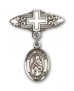 Pin Badge with St. Matilda Charm and Badge Pin with Cross [BLBP1548]
