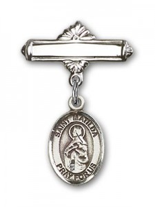 Pin Badge with St. Matilda Charm and Polished Engravable Badge Pin [BLBP1547]