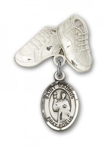Pin Badge with St. Maurus Charm and Baby Boots Pin [BLBP1567]
