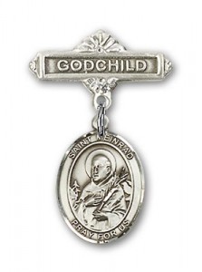 Pin Badge with St. Meinrad of Einsideln Charm and Godchild Badge Pin [BLBP2019]
