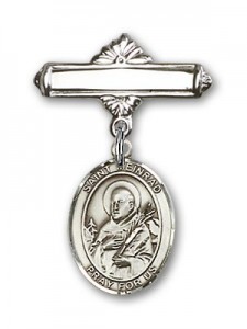 Pin Badge with St. Meinrad of Einsideln Charm and Polished Engravable Badge Pin [BLBP2014]