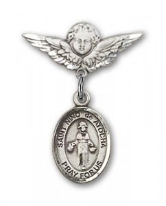 Pin Badge with St. Nino de Atocha Charm and Angel with Smaller Wings Badge Pin [BLBP1383]