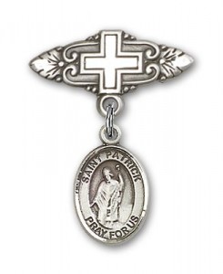 Pin Badge with St. Patrick Charm and Badge Pin with Cross [BLBP0848]