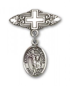 Pin Badge with St. Paul of the Cross Charm and Badge Pin with Cross [BLBP2092]