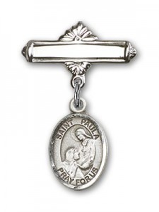 Pin Badge with St. Paula Charm and Polished Engravable Badge Pin [BLBP2294]