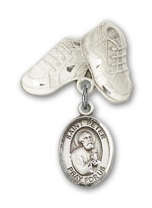 Pin Badge with St. Peter the Apostle Charm and Baby Boots Pin [BLBP0895]