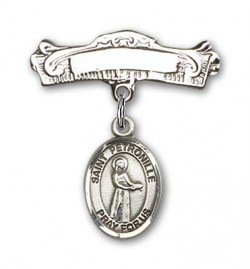 Pin Badge with St. Petronille Charm and Arched Polished Engravable Badge Pin [BLBP1346]