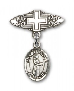 Pin Badge with St. Petronille Charm and Badge Pin with Cross [BLBP1345]