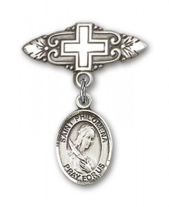 Pin Badge with St. Philomena Charm and Badge Pin with Cross [BLBP0799]