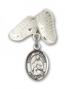 Pin Badge with St. Placidus Charm and Baby Boots Pin [BLBP1560]