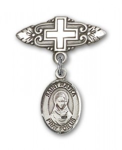Pin Badge with St. Rafka Charm and Badge Pin with Cross [BLBP2197]