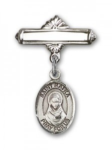 Pin Badge with St. Rafka Charm and Polished Engravable Badge Pin [BLBP2196]