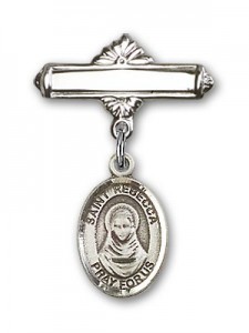 Pin Badge with St. Rebecca Charm and Polished Engravable Badge Pin [BLBP1638]