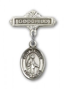 Pin Badge with St. Remigius of Reims Charm and Godchild Badge Pin [BLBP1790]