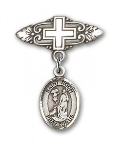 Pin Badge with St. Roch Charm and Badge Pin with Cross [BLBP2036]