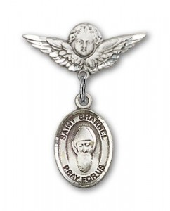 Pin Badge with St. Sharbel Charm and Angel with Smaller Wings Badge Pin [BLBP1768]