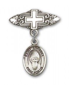 Pin Badge with St. Sharbel Charm and Badge Pin with Cross [BLBP1765]