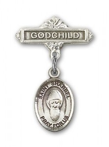 Pin Badge with St. Sharbel Charm and Godchild Badge Pin [BLBP1769]