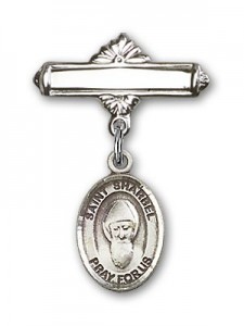 Pin Badge with St. Sharbel Charm and Polished Engravable Badge Pin [BLBP1764]