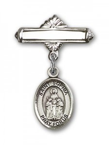 Pin Badge with St. Sophia Charm and Polished Engravable Badge Pin [BLBP1197]