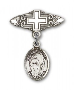 Pin Badge with St. Susanna Charm and Badge Pin with Cross [BLBP1828]