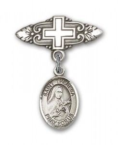 Pin Badge with St. Theresa Charm and Badge Pin with Cross [BLBP1002]