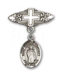 Pin Badge with St. Thomas A Becket Charm and Badge Pin with Cross [BLBP2232]