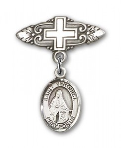Pin Badge with St. Veronica Charm and Badge Pin with Cross [BLBP1030]
