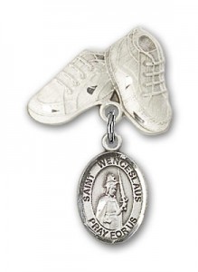 Pin Badge with St. Wenceslaus Charm and Baby Boots Pin [BLBP1784]