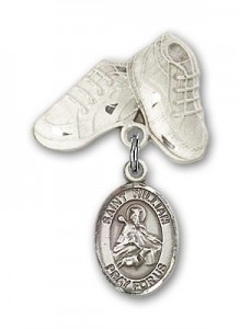 Pin Badge with St. William of Rochester Charm and Baby Boots Pin [BLBP1063]