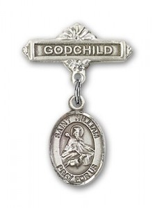 Pin Badge with St. William of Rochester Charm and Godchild Badge Pin [BLBP1062]