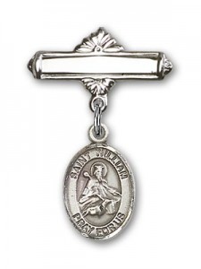 Pin Badge with St. William of Rochester Charm and Polished Engravable Badge Pin [BLBP1057]