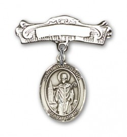 Pin Badge with St. Wolfgang Charm and Arched Polished Engravable Badge Pin [BLBP2121]